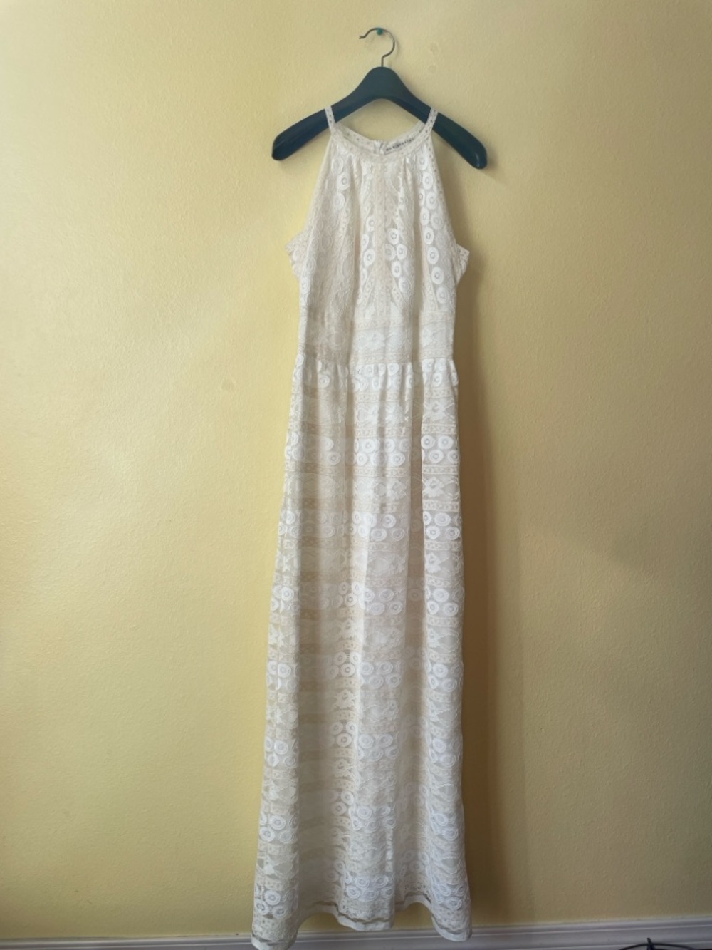 Max Studio Women’s Cream Lace Halter Maxi Dress